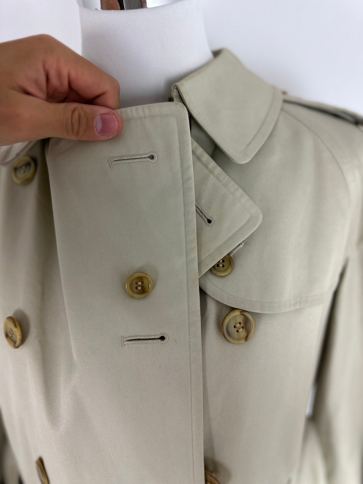 Vintage Burberry Trench Coat Creme Size 10 S With Lining