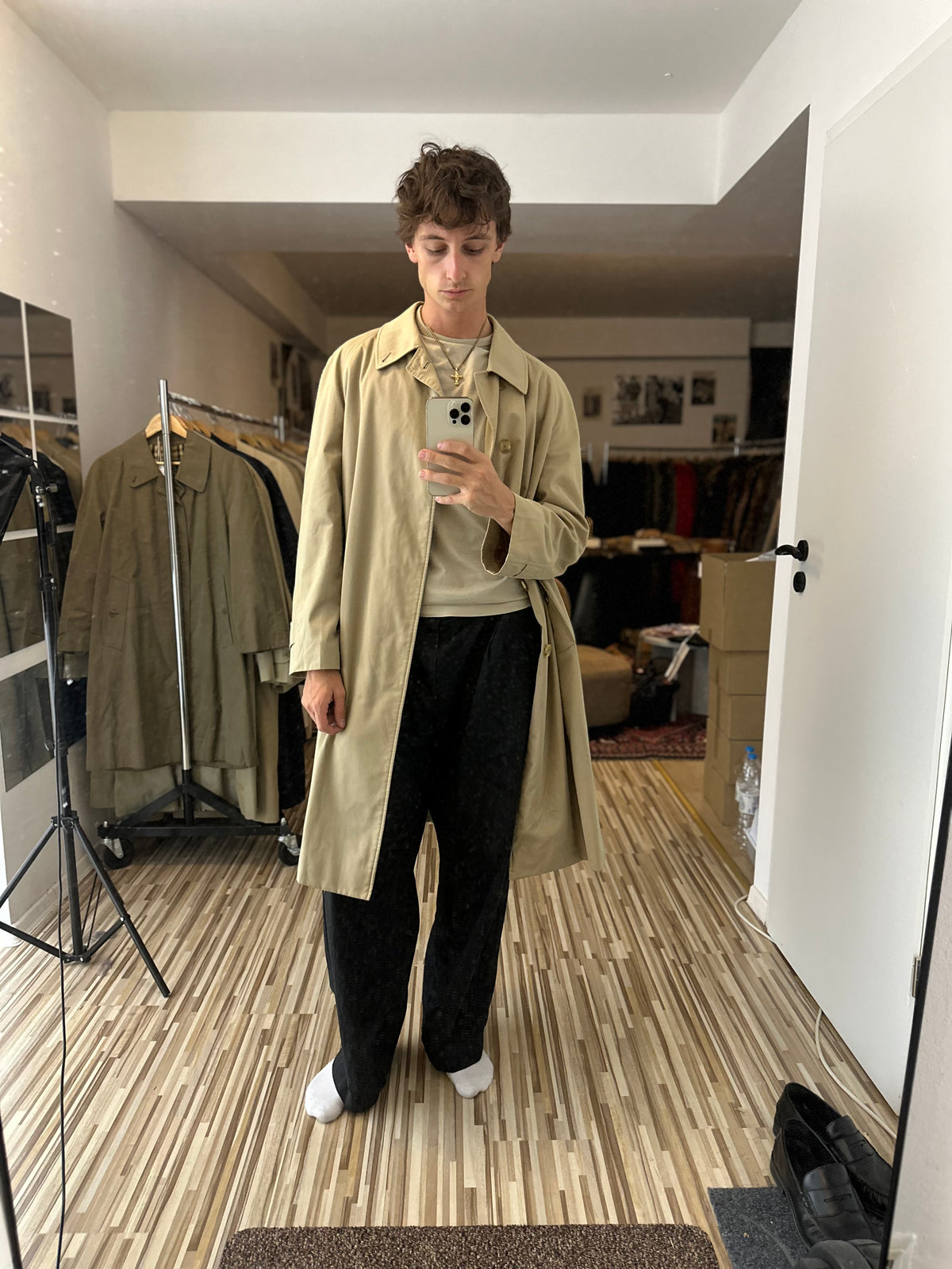 Vintage Burberry Car Coat Beige Size 54 XL