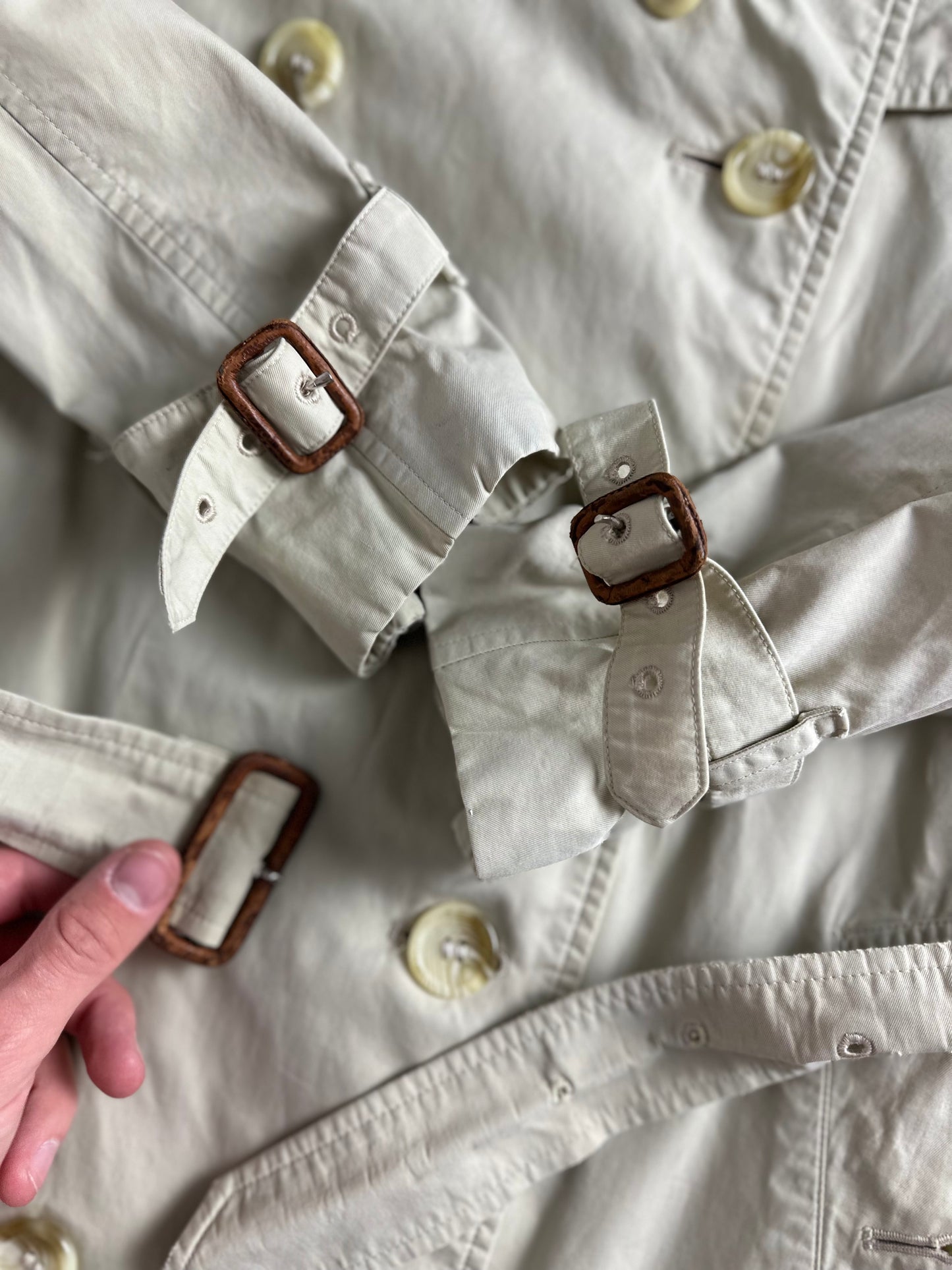Vintage Burberry Trench Coat Creme Size 8 XS