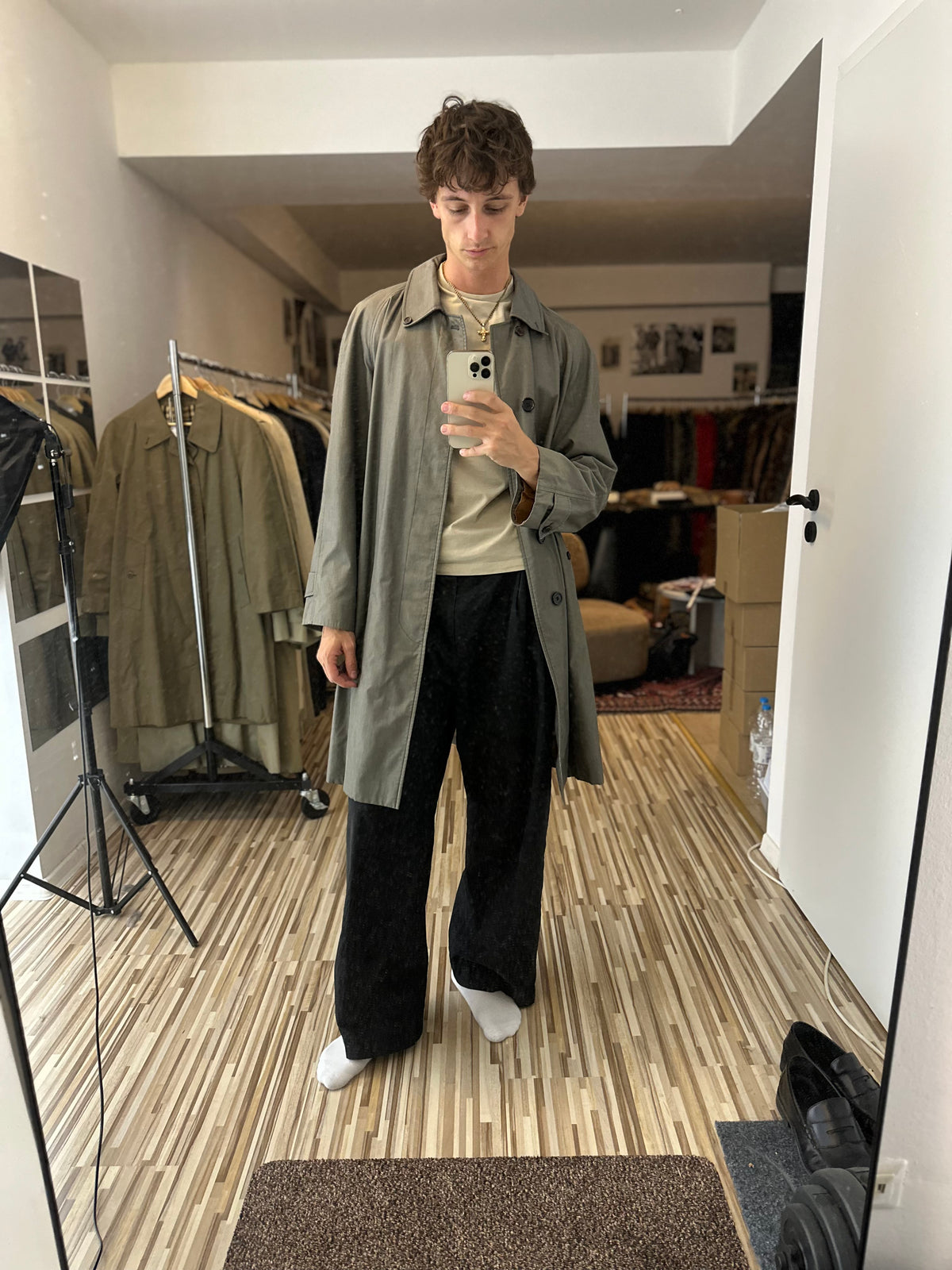 Vintage Burberry Car Coat Grey Size 50 L