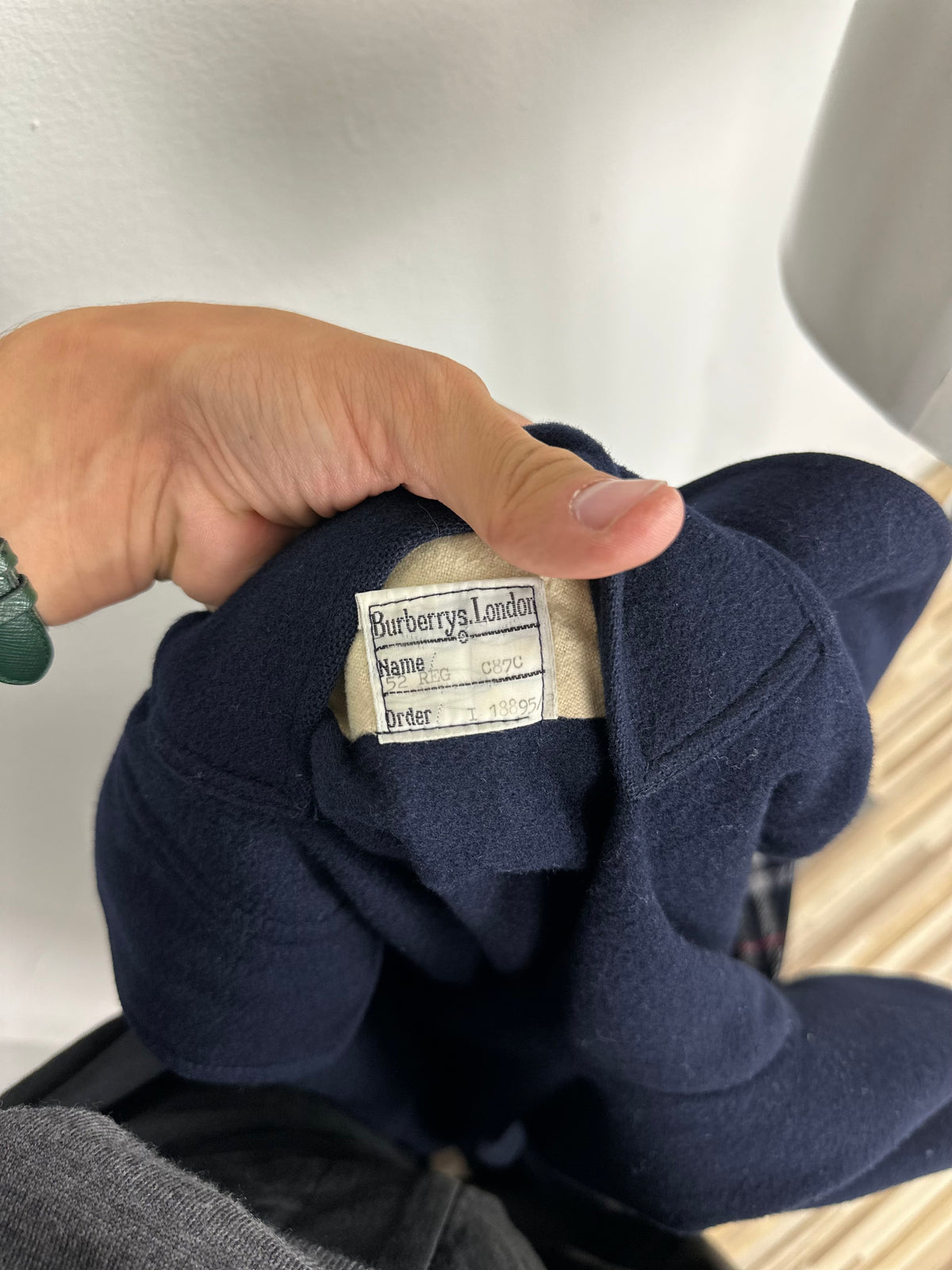 Vintage Burberry Wool Coat Navy Size 58 XXL
