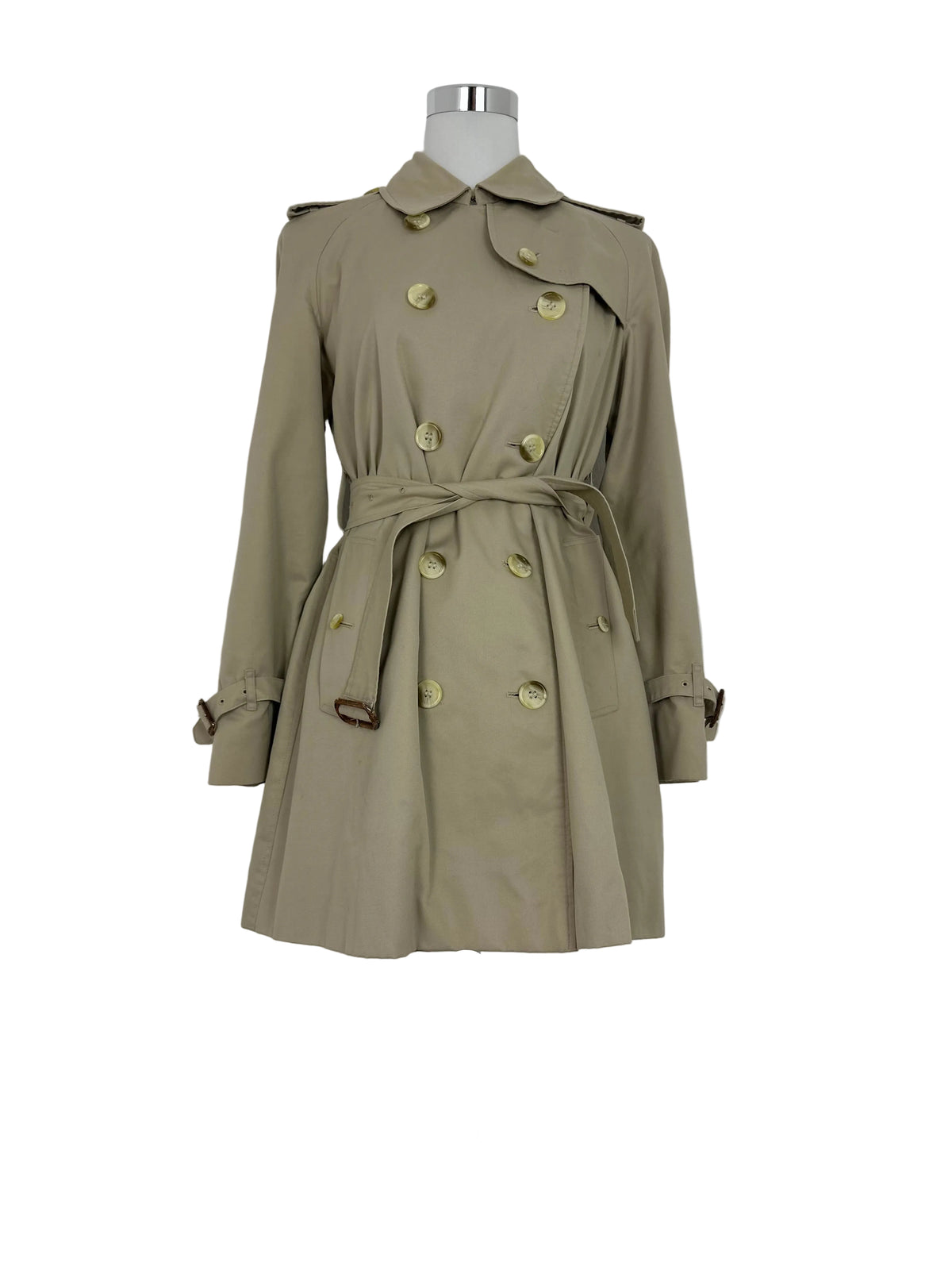 Vintage Burberry Trench Coat Creme Size 8 XS