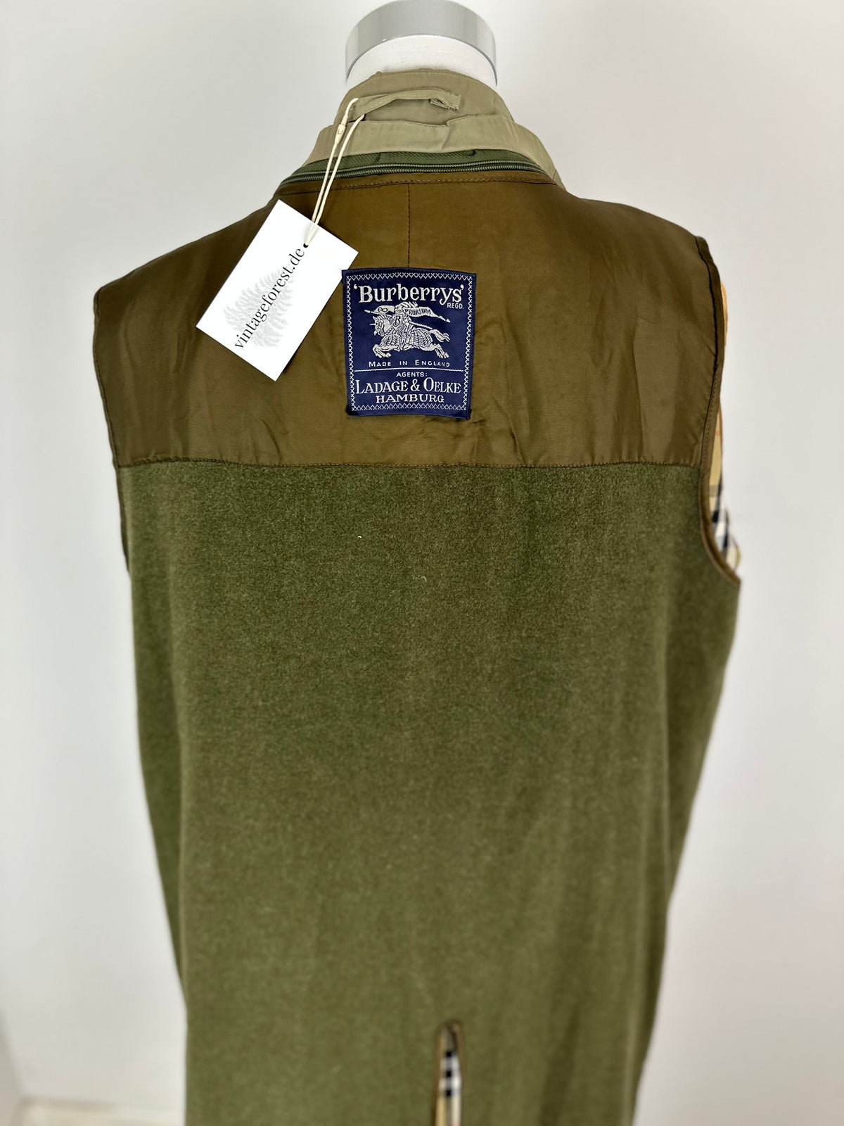 Vintage Burberry Car Coat Oliv Size 16 XL With Lining