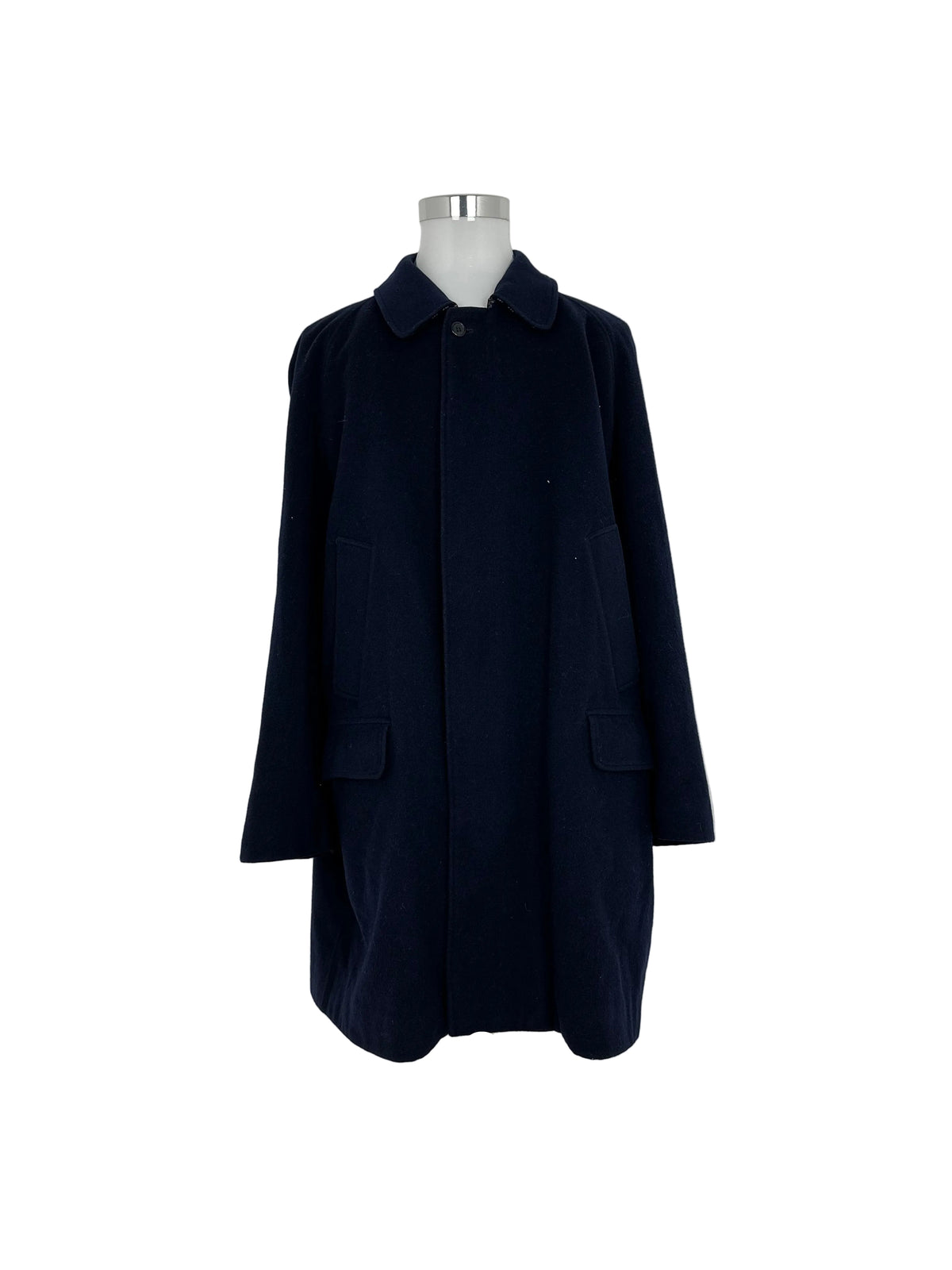Vintage Burberry Wool Coat Navy Size 58 XXL