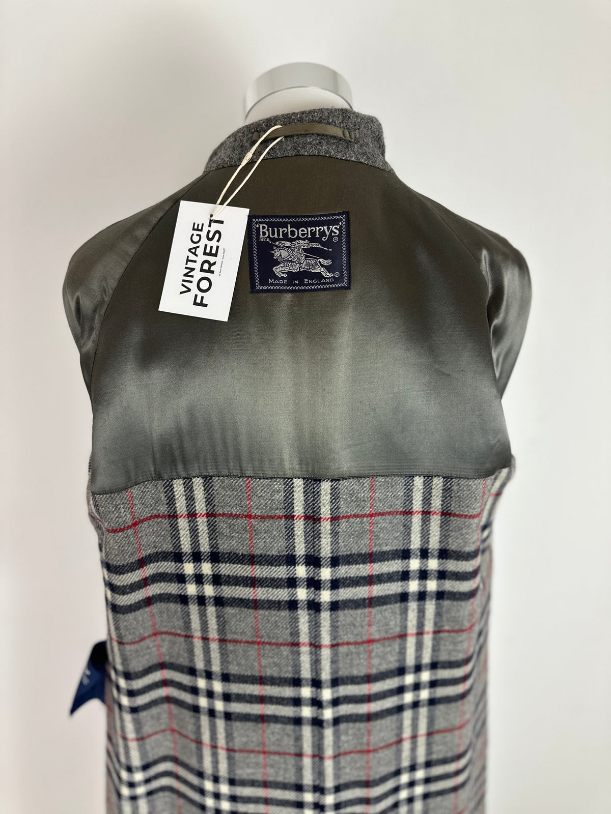 Vintage Burberry Wool Coat Grey Size 10 S