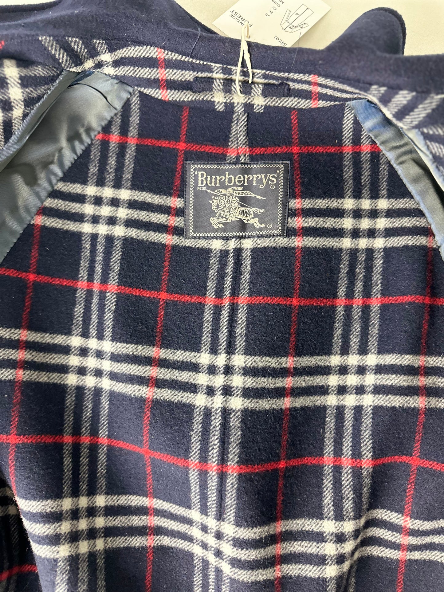 Vintage Burberry Wool Coat Navy Size 48 M