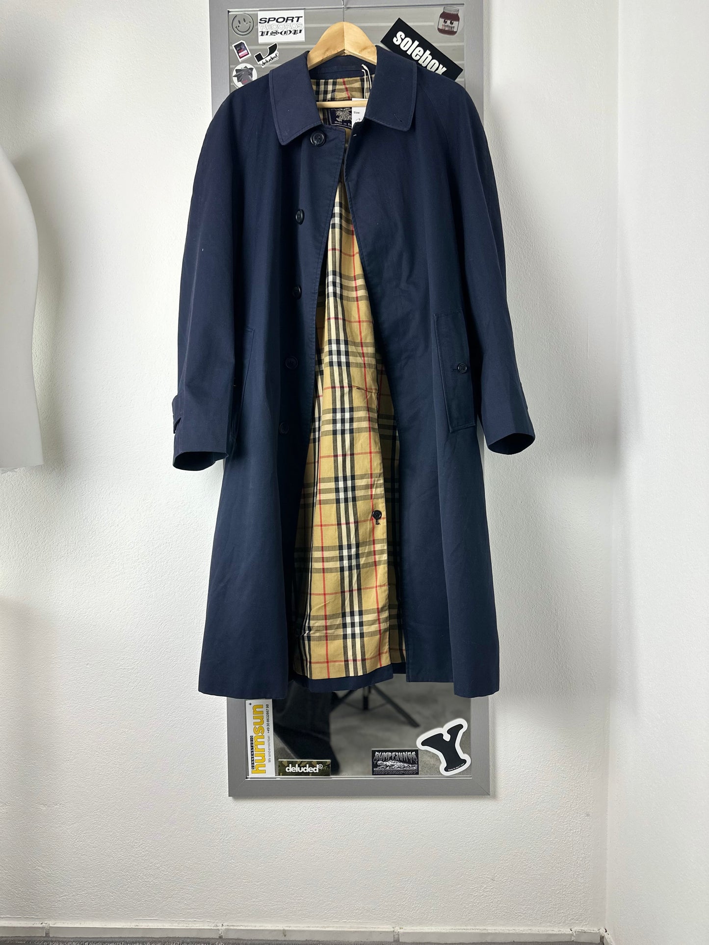 Vintage Burberry Car Coat Navy Size 48