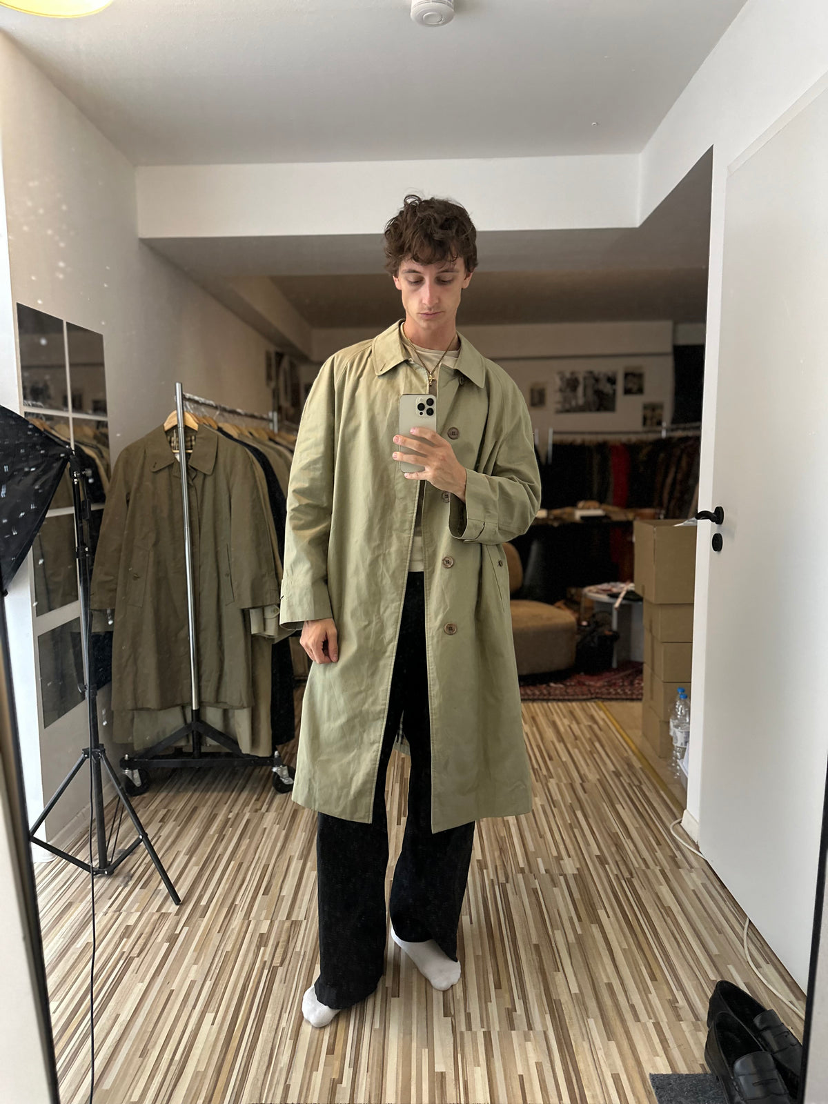 Vintage Burberry Car Coat Oliv Size 58 XXL