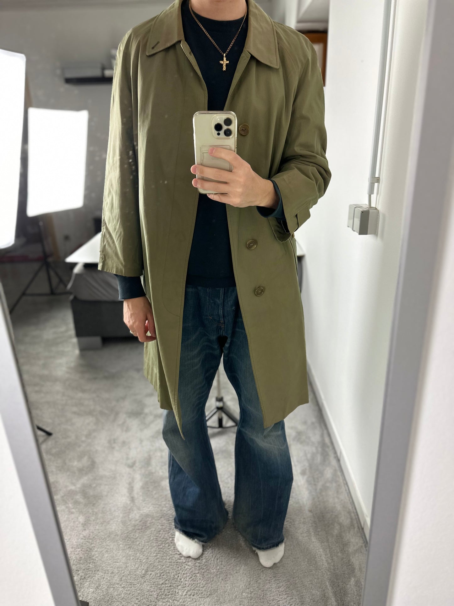 Vintage Burberry Car Coat Khaki Size 46 S