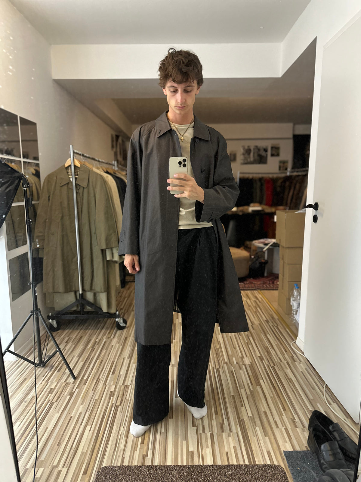 Vintage Burberry Car Coat Anthrazit Size 56 XL