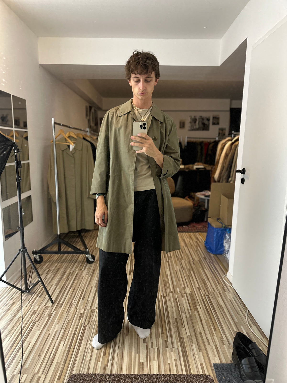 Vintage Burberry Car Coat Khaki 48 M