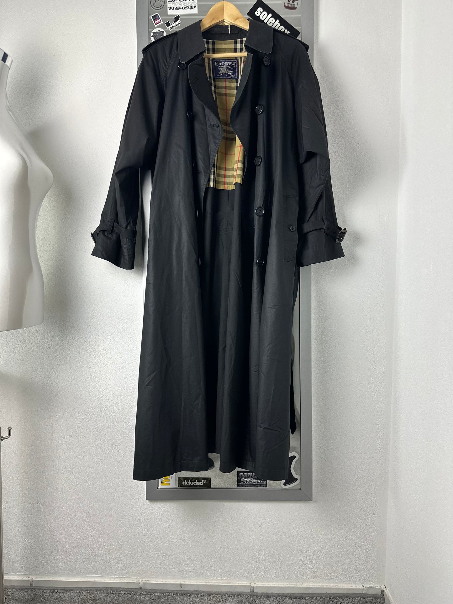 Vintage Burberry Trench Coat Black Size 14 L