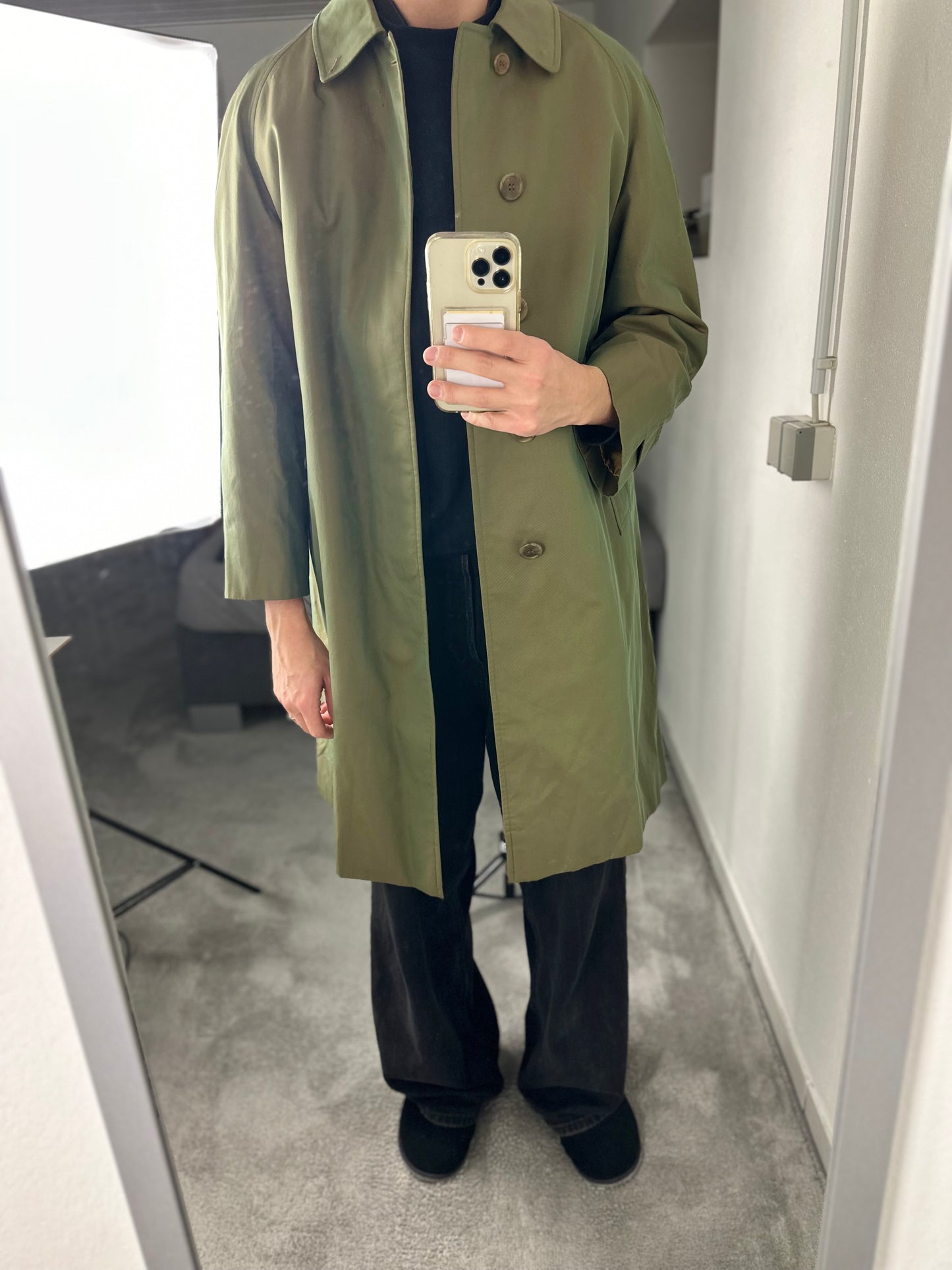 Vintage Burberry Car Coat Khaki Size 48 M