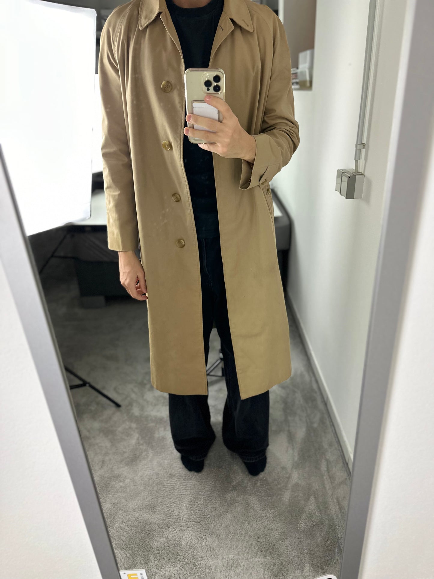 Vintage Burberry Car Coat Beige Size 14 L