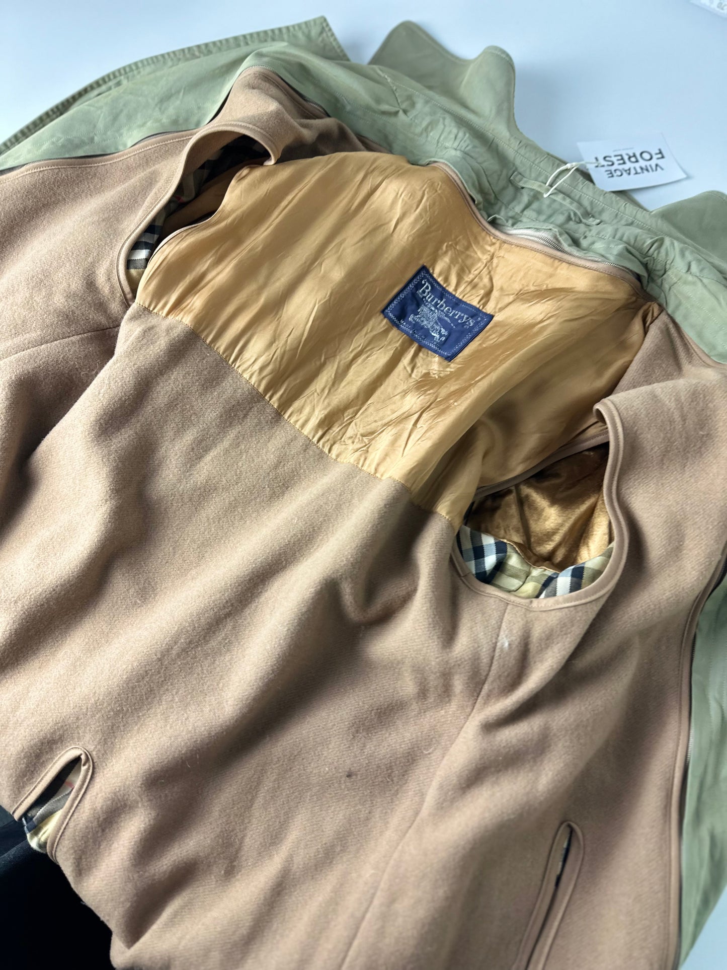Vintage Burberry Car Coat Oliv Size 48 M With Lining
