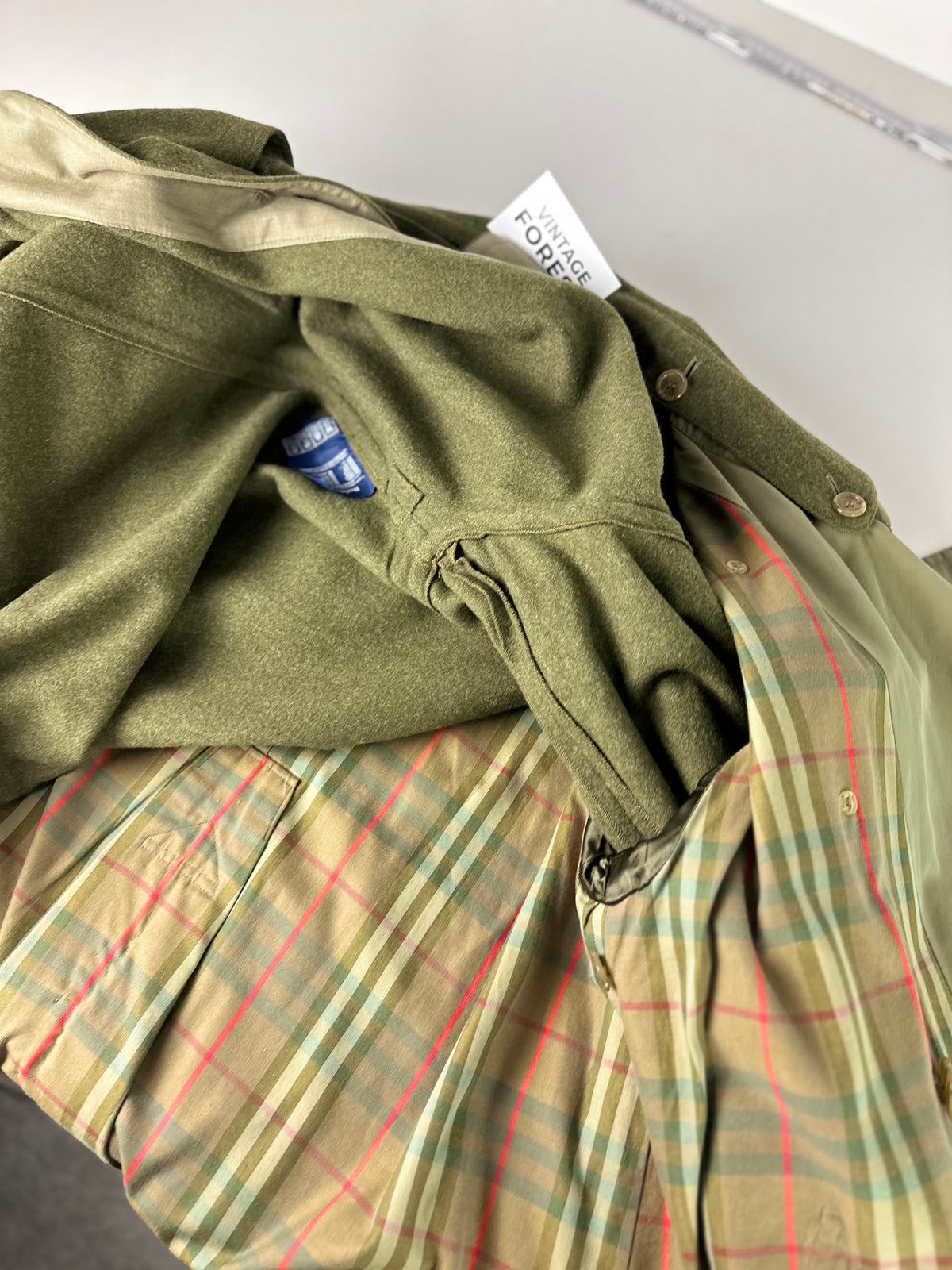 Vintage Burberry Trench Coat Khaki Size 48 M With Lining
