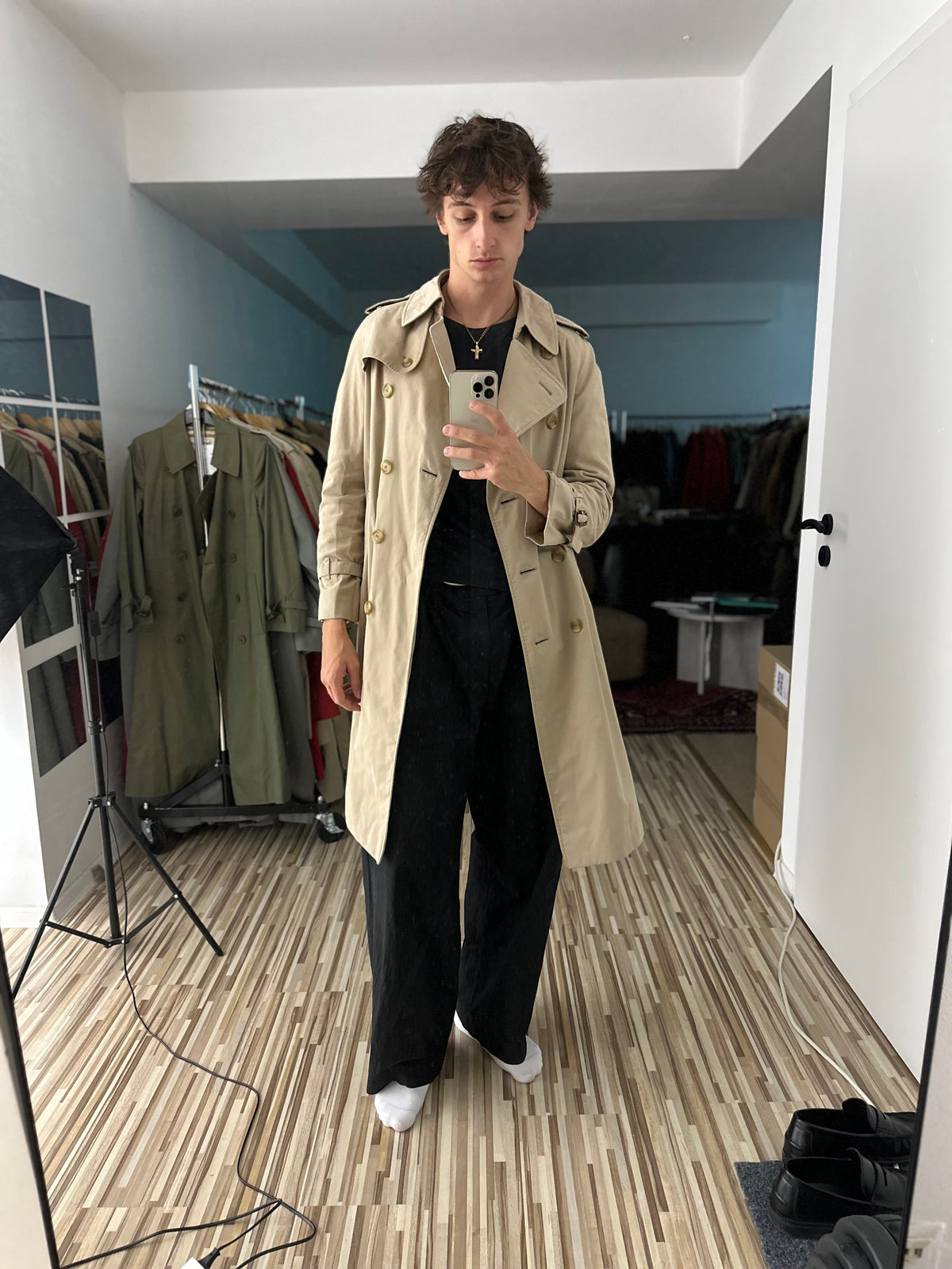 Vintage Burberry Trench Coat Beige Size 12 M