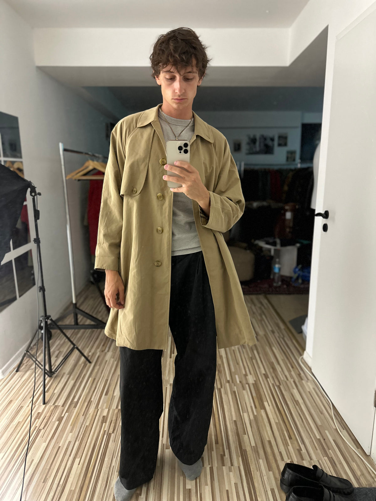 Vintage Burberry Car Coat Beige Size 14 L
