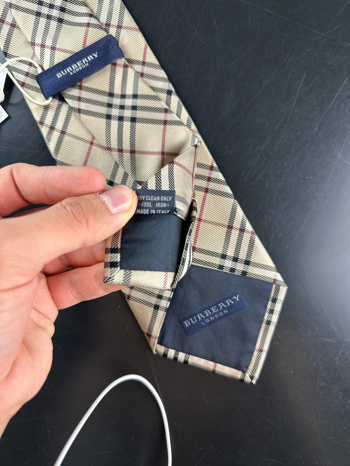 Vintage Burberry Nova Check Silk Tie