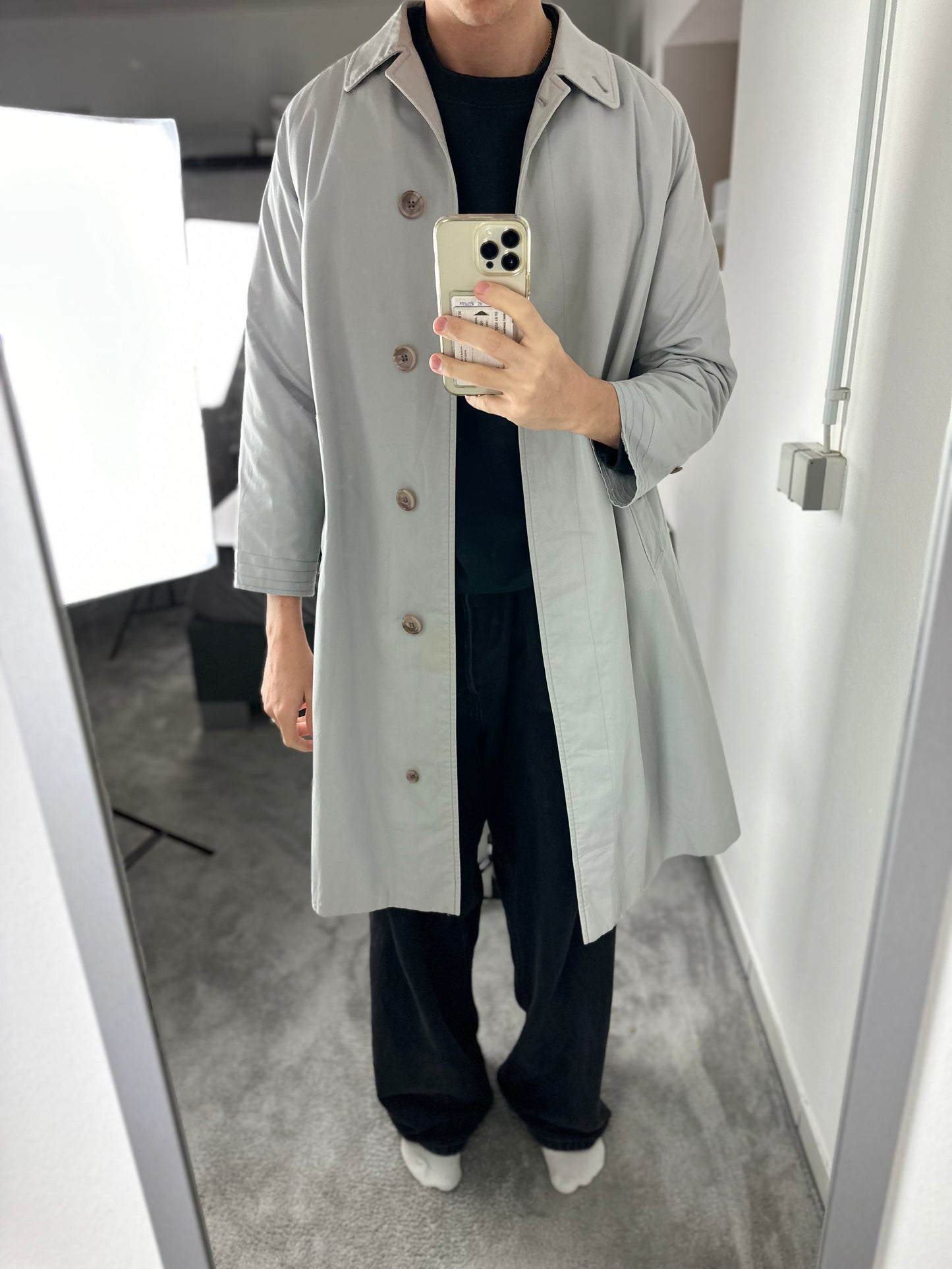Vintage Burberry Car Coat Grey Size 14 L