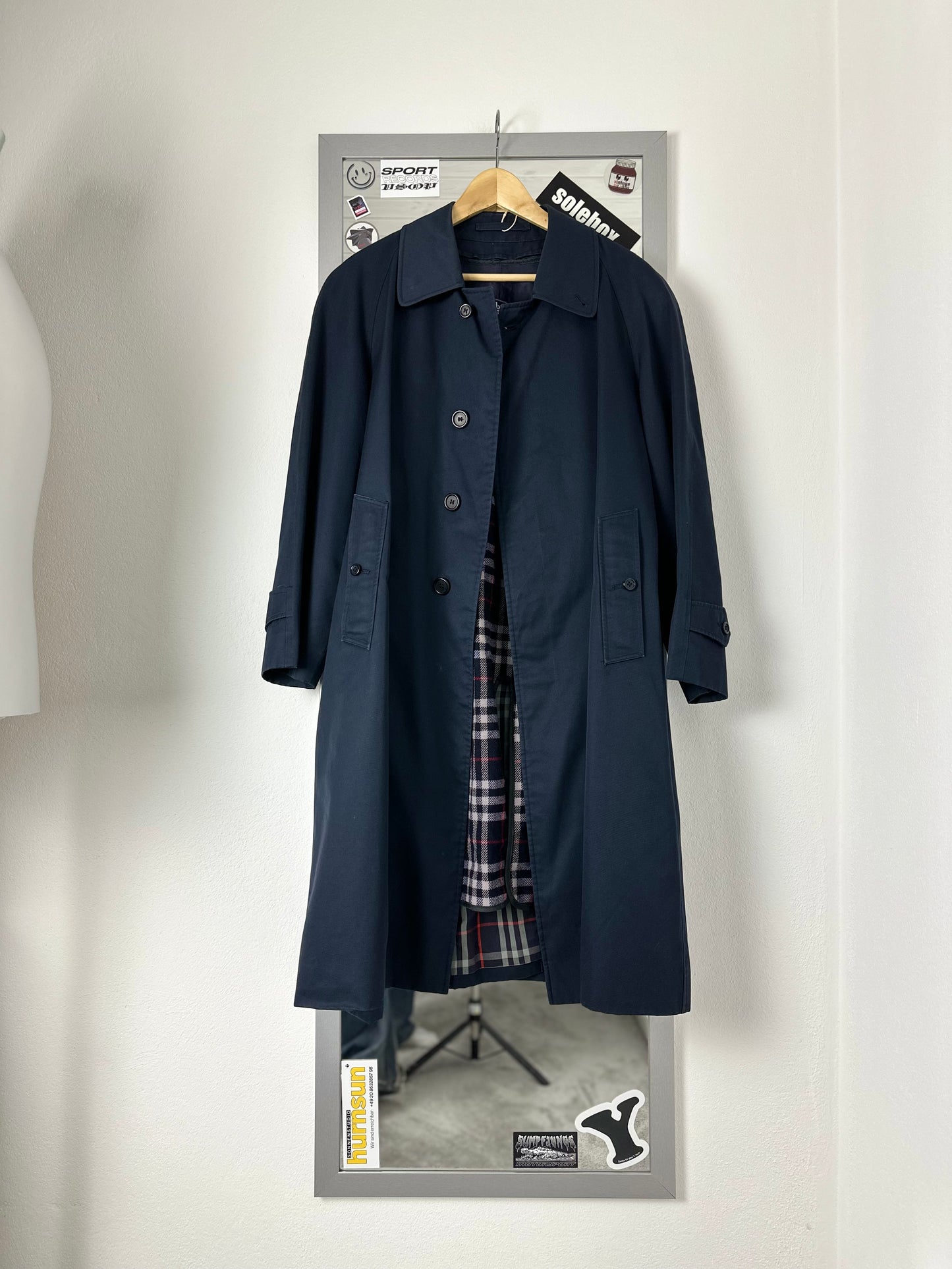 Vintage Burberry Car Coat Navy Size 50 L With Lining