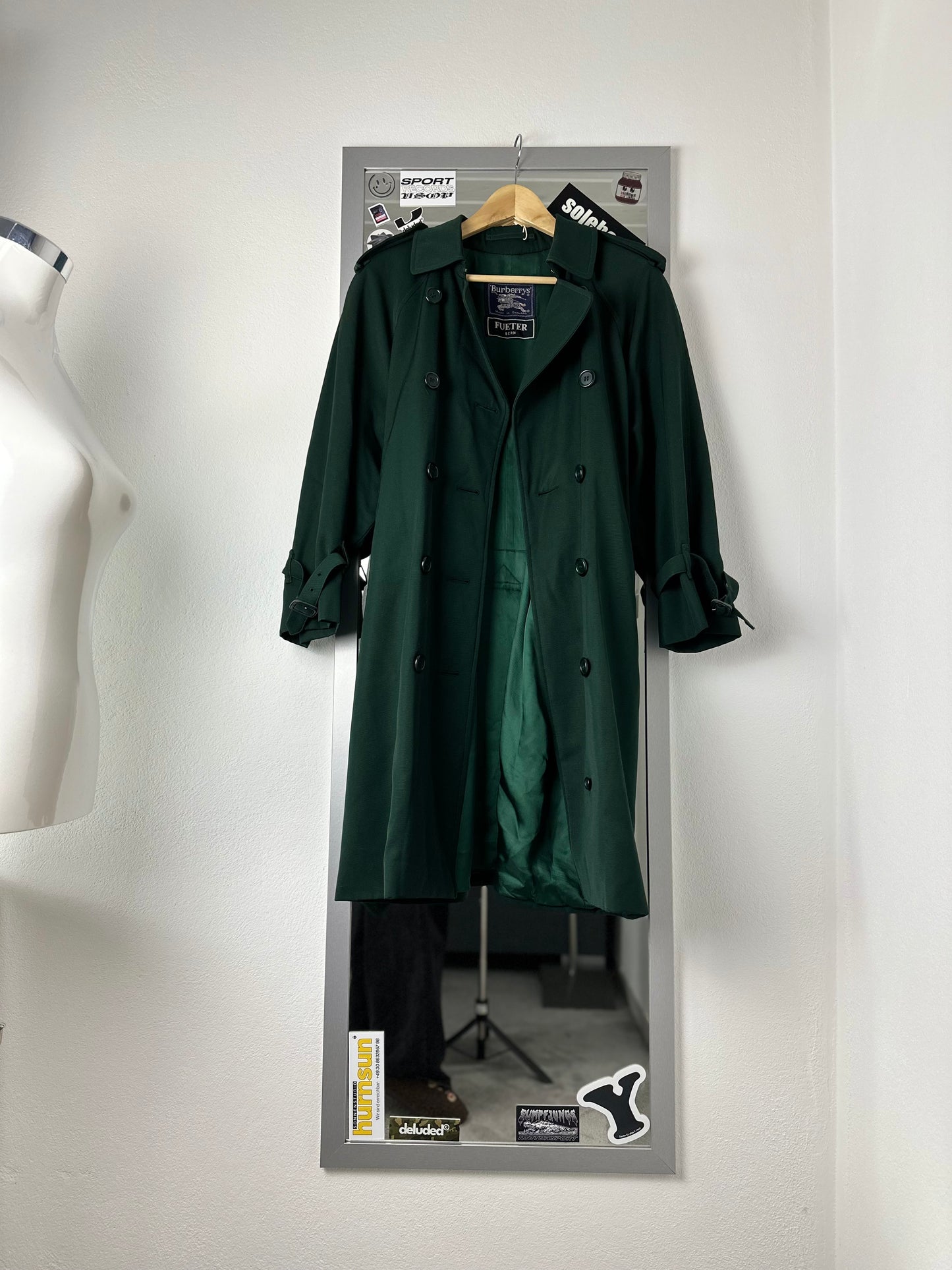 Vintage Burberry Trench Coat Green Size 10 S