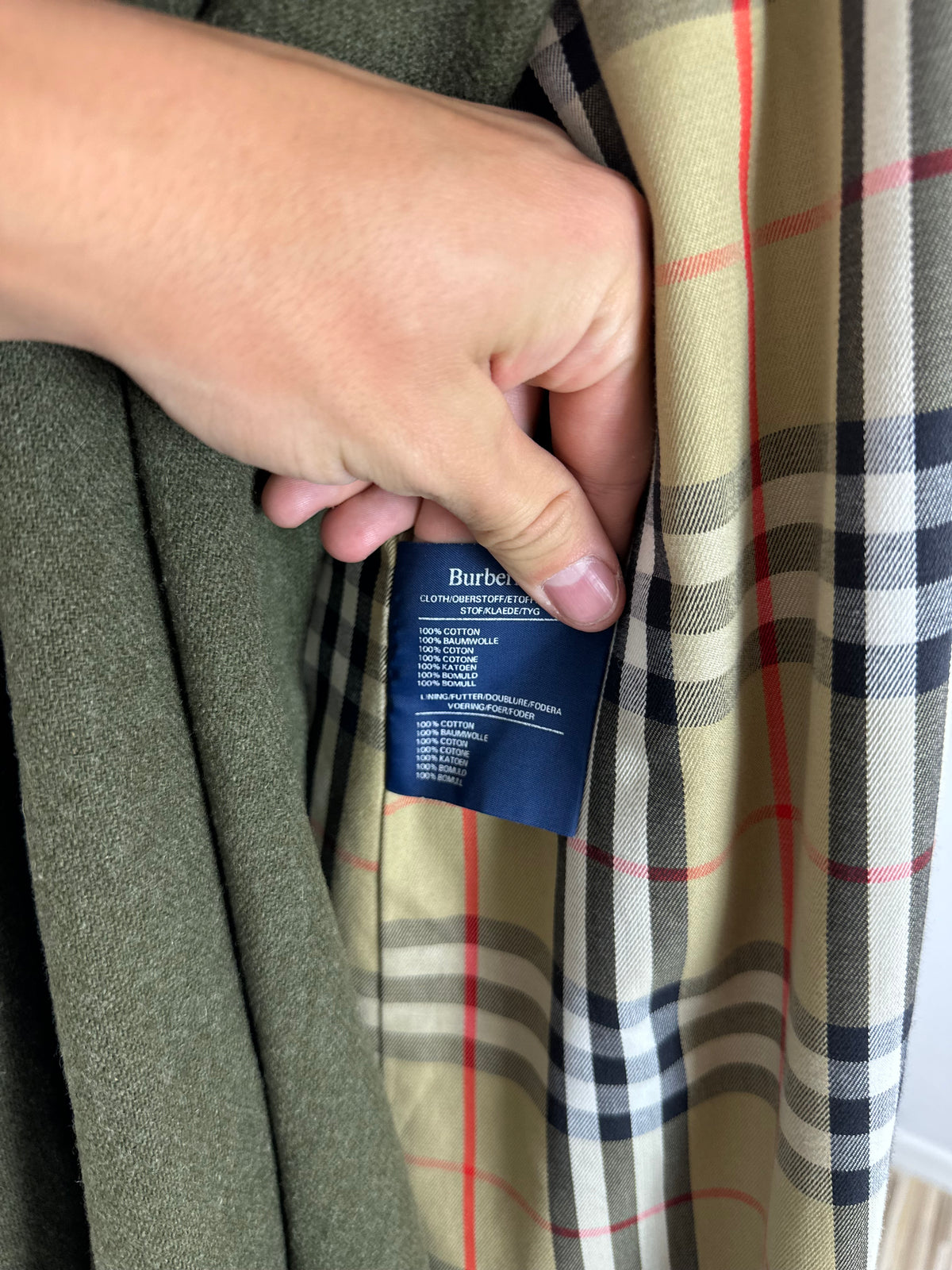 Vintage Burberry Car Coat Oliv Size 16 XL With Lining