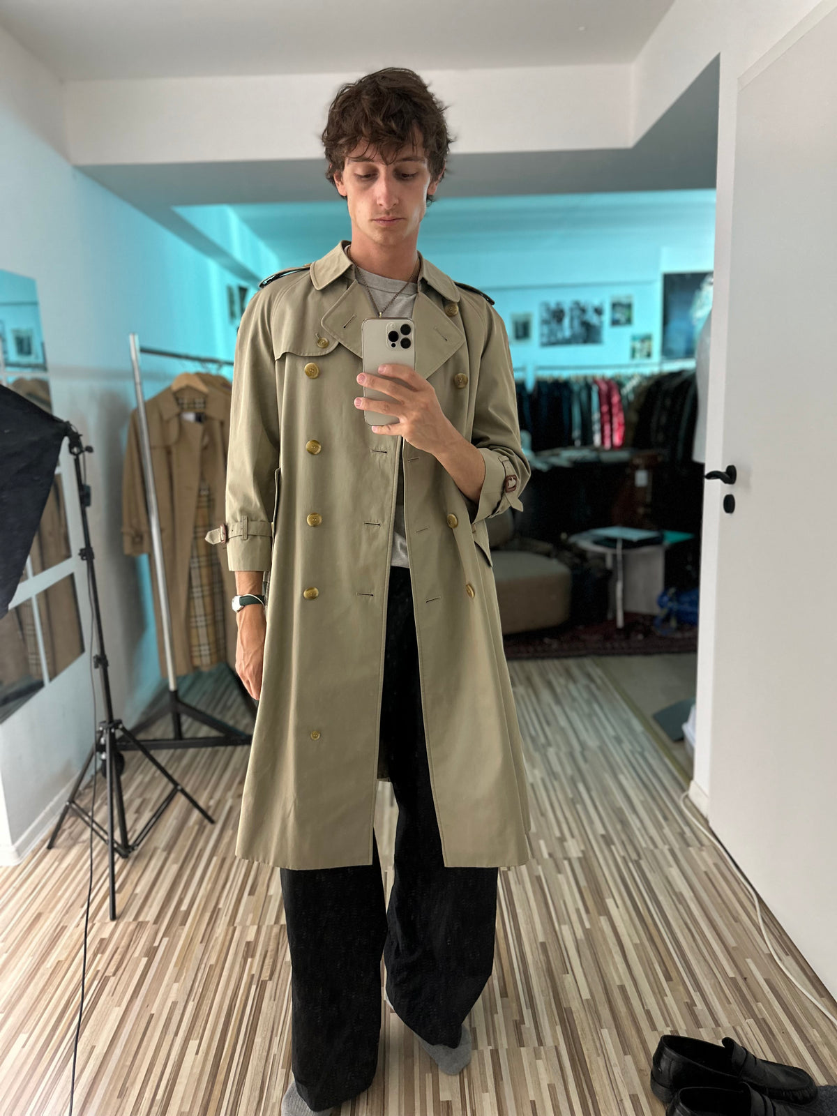 Vintage Burberry Trench Coat Oliv Size 12 M