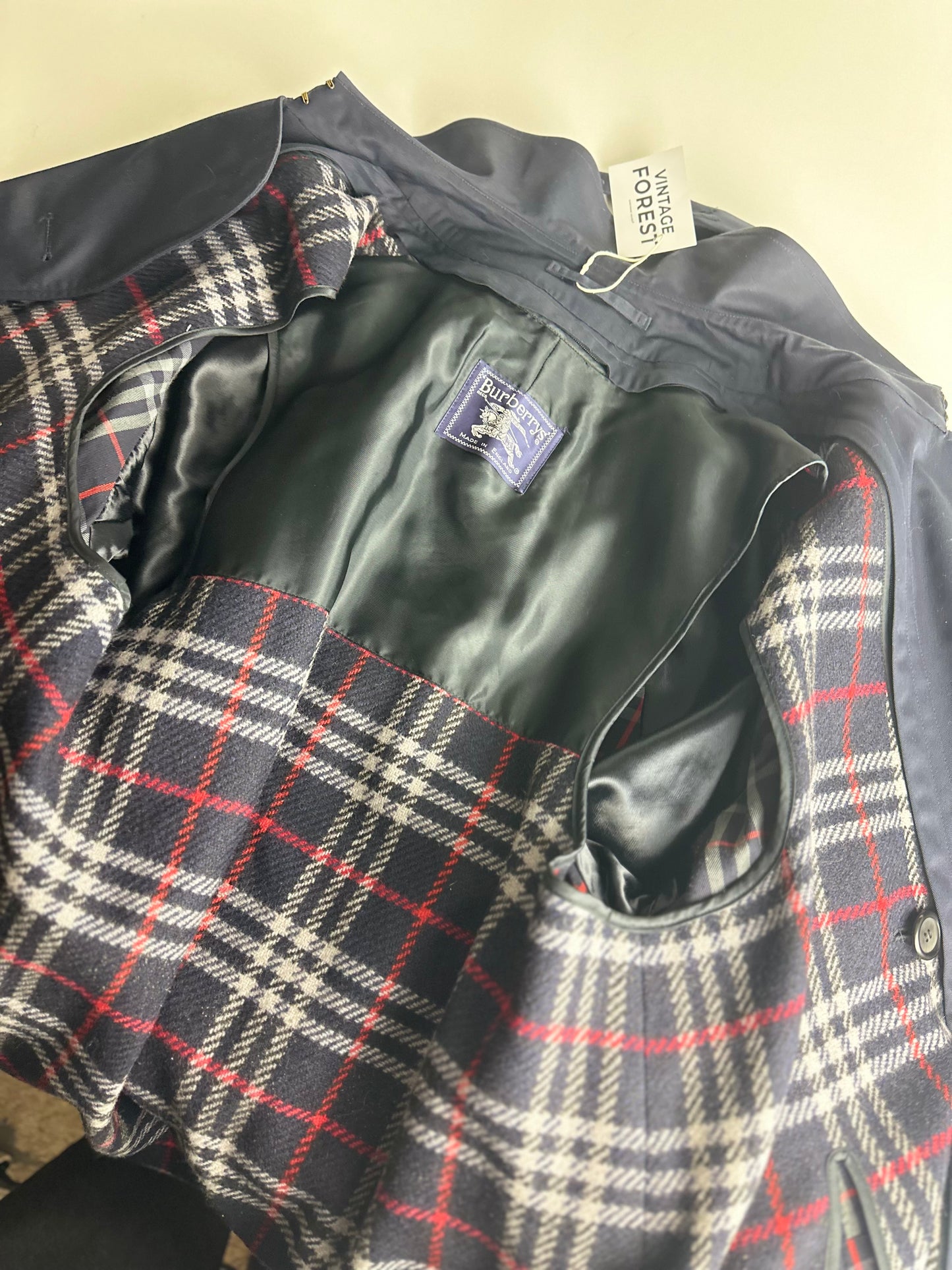 Vintage Burberry Trench Coat Navy Size 50 L With Lining