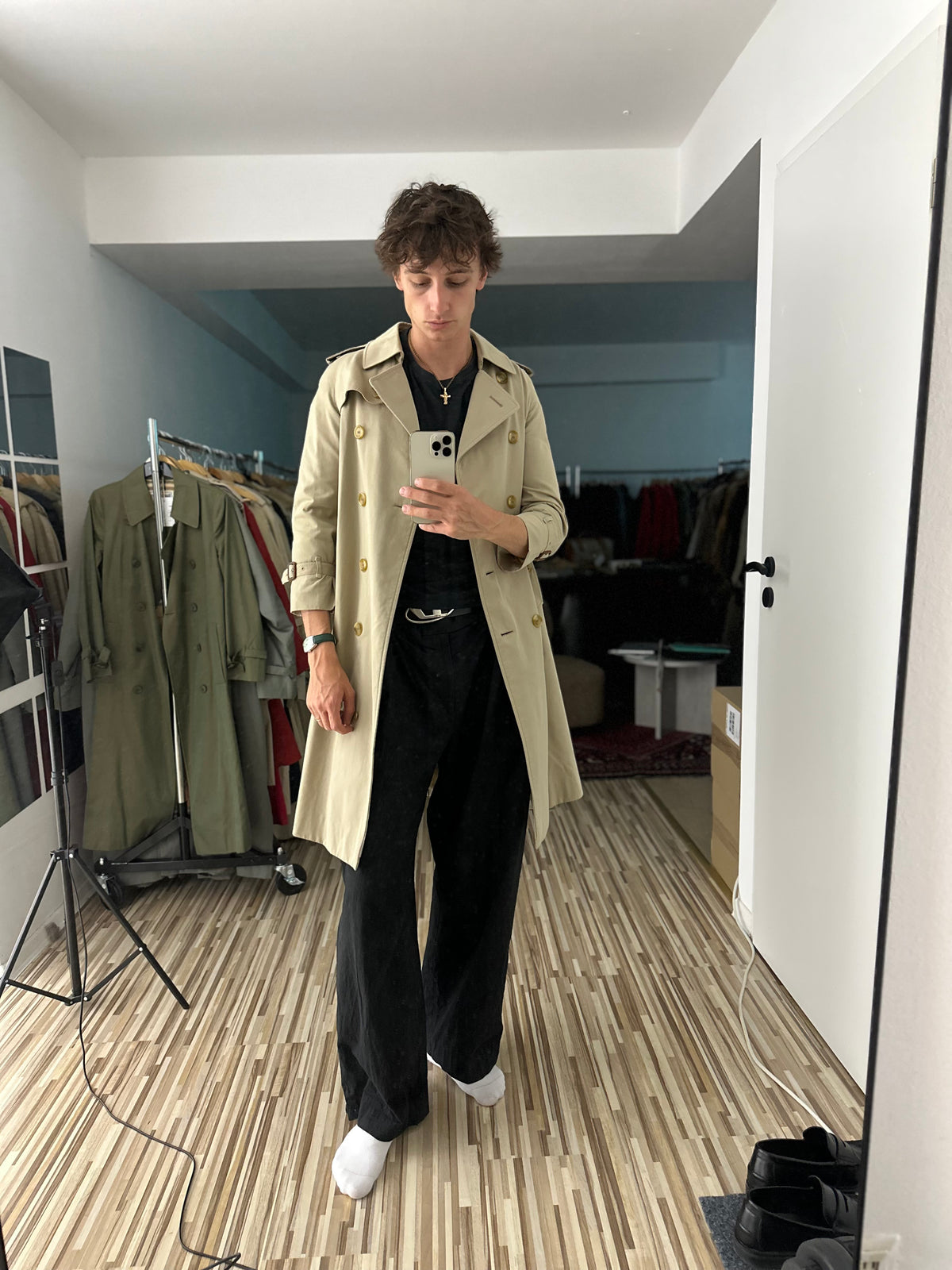 Vintage Burberry Trench Coat Beige Size 8 XS