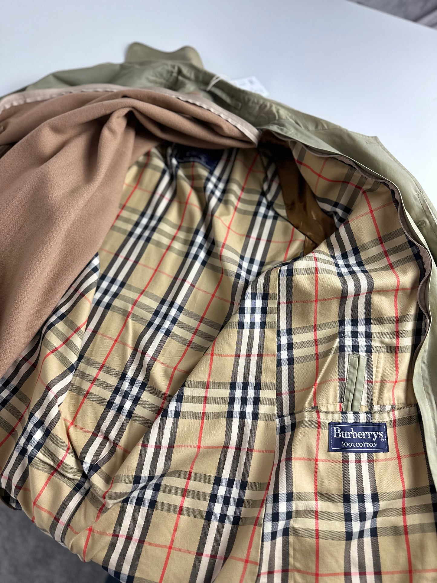 Vintage Burberry Car Coat Oliv Size 46 S With Lining