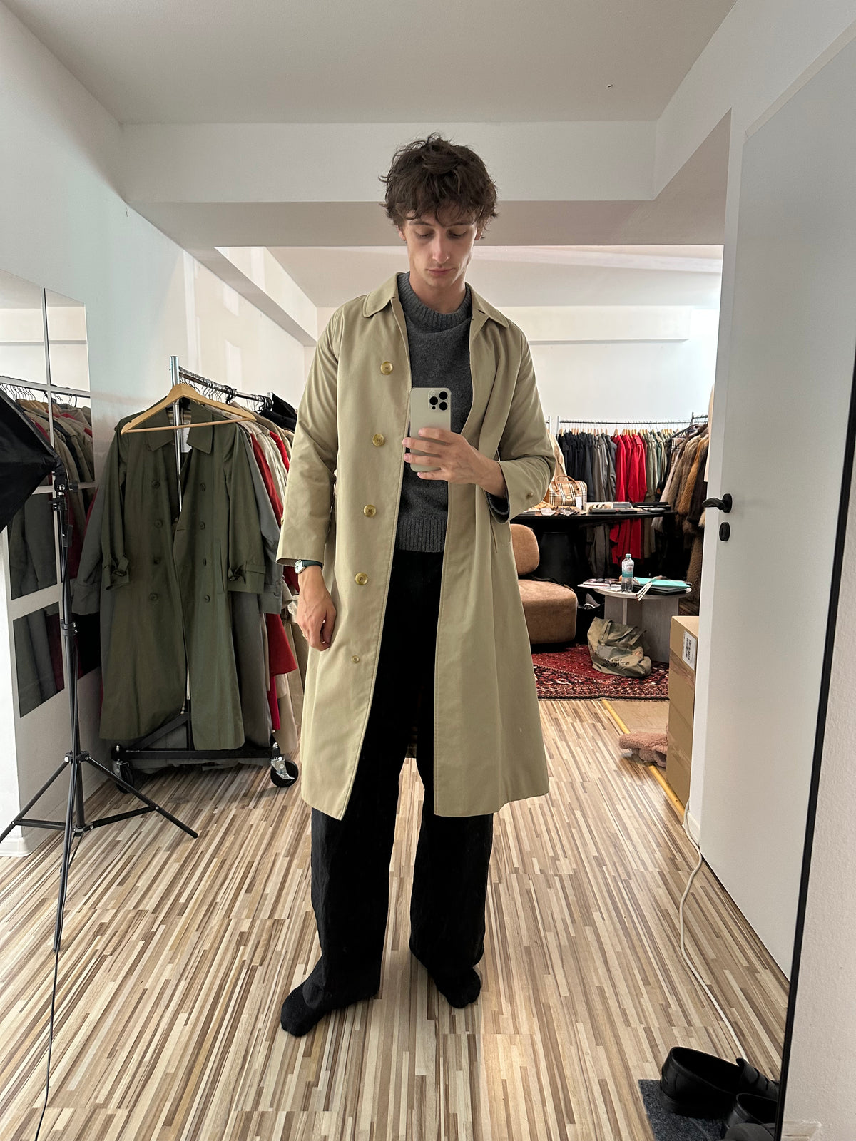 Vintage Burberry Car Coat Beige Size 10 S