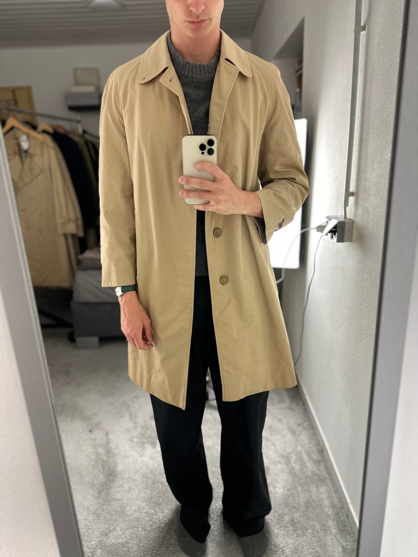 Vintage Burberry Car Coat Size 46 S With Lining