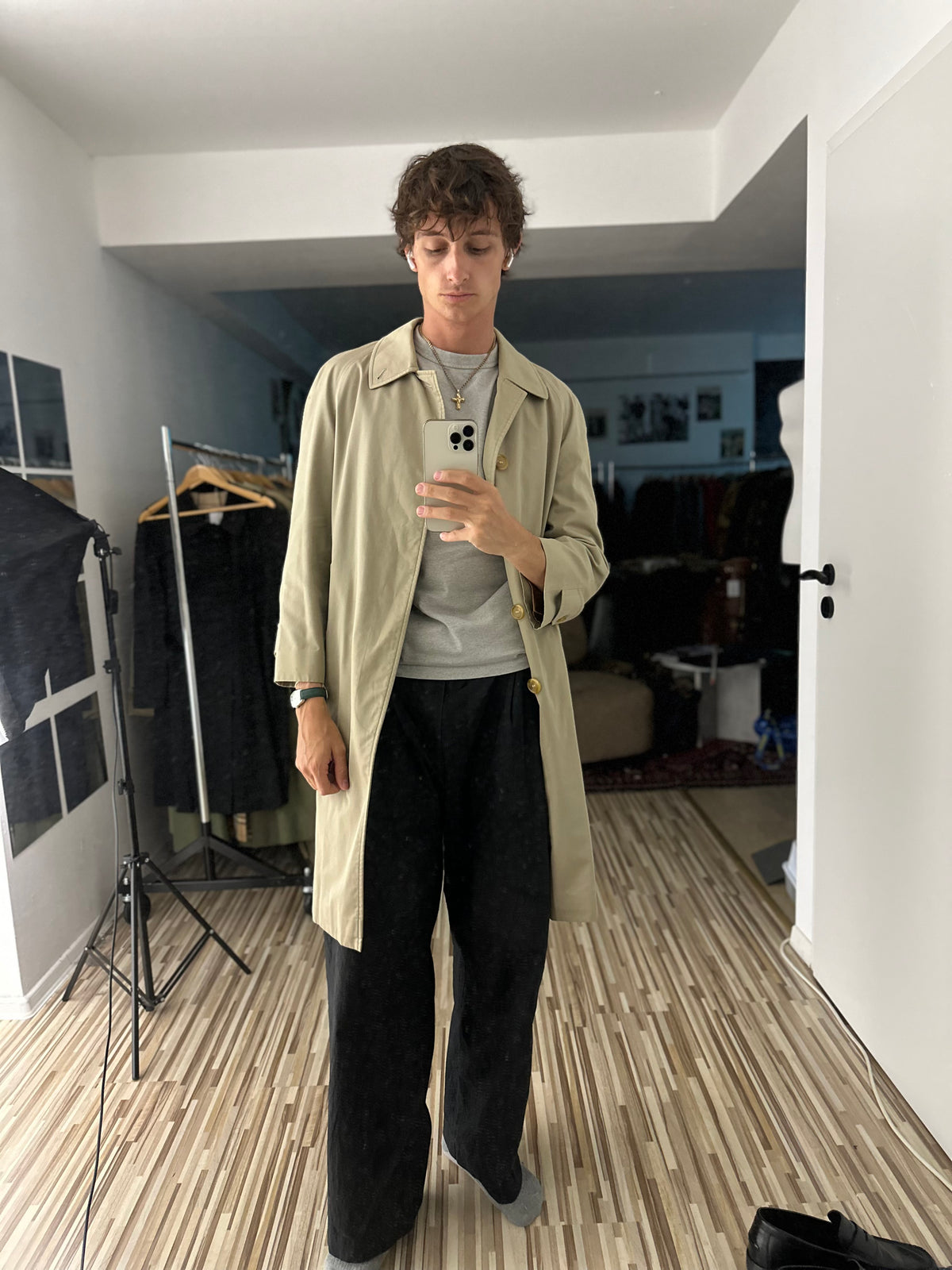 Vintage Burberry Car Coat Beige Size 46 S