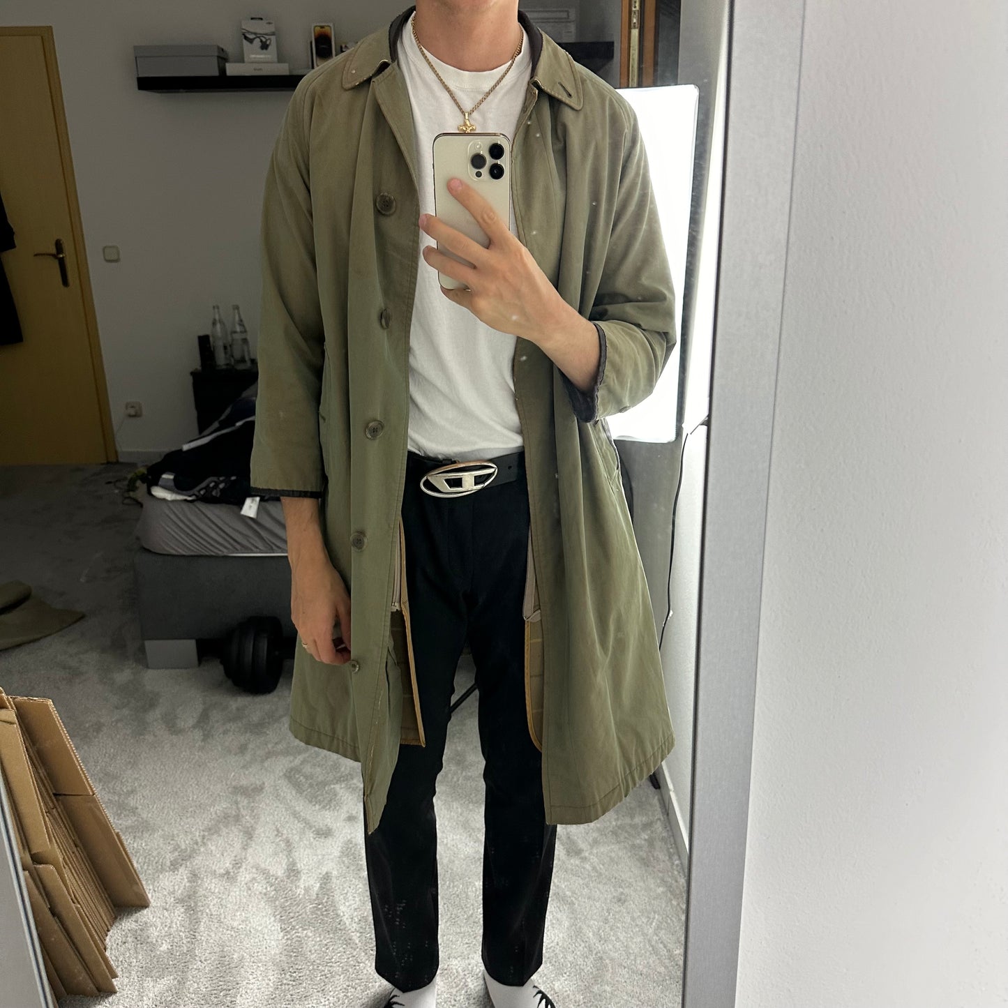 Vintage Burberry Trench Coat Khaki Size 12 M