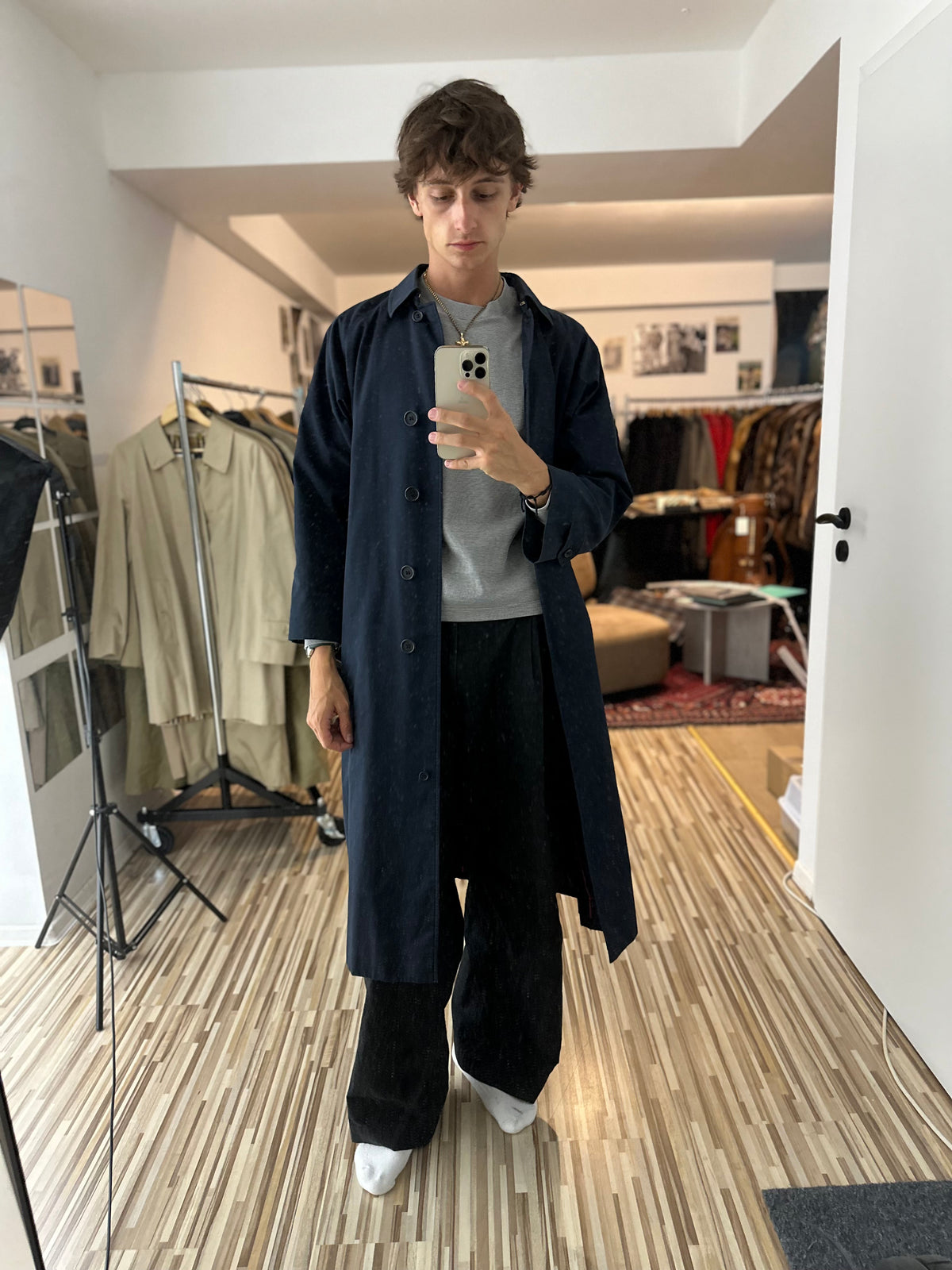 Vintage Burberry Car Coat Navy Size 14 L