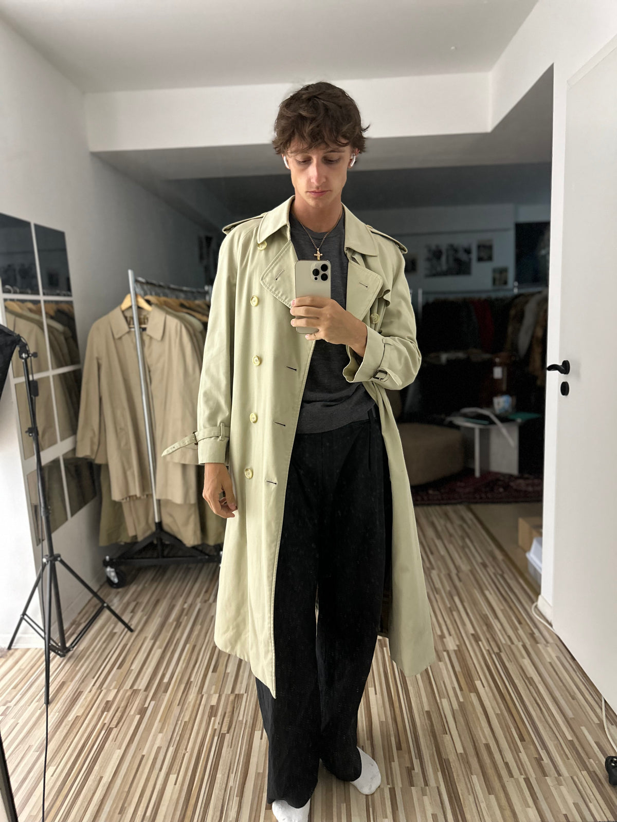 Vintage Burberry Trench Coat Creme Size 50 L