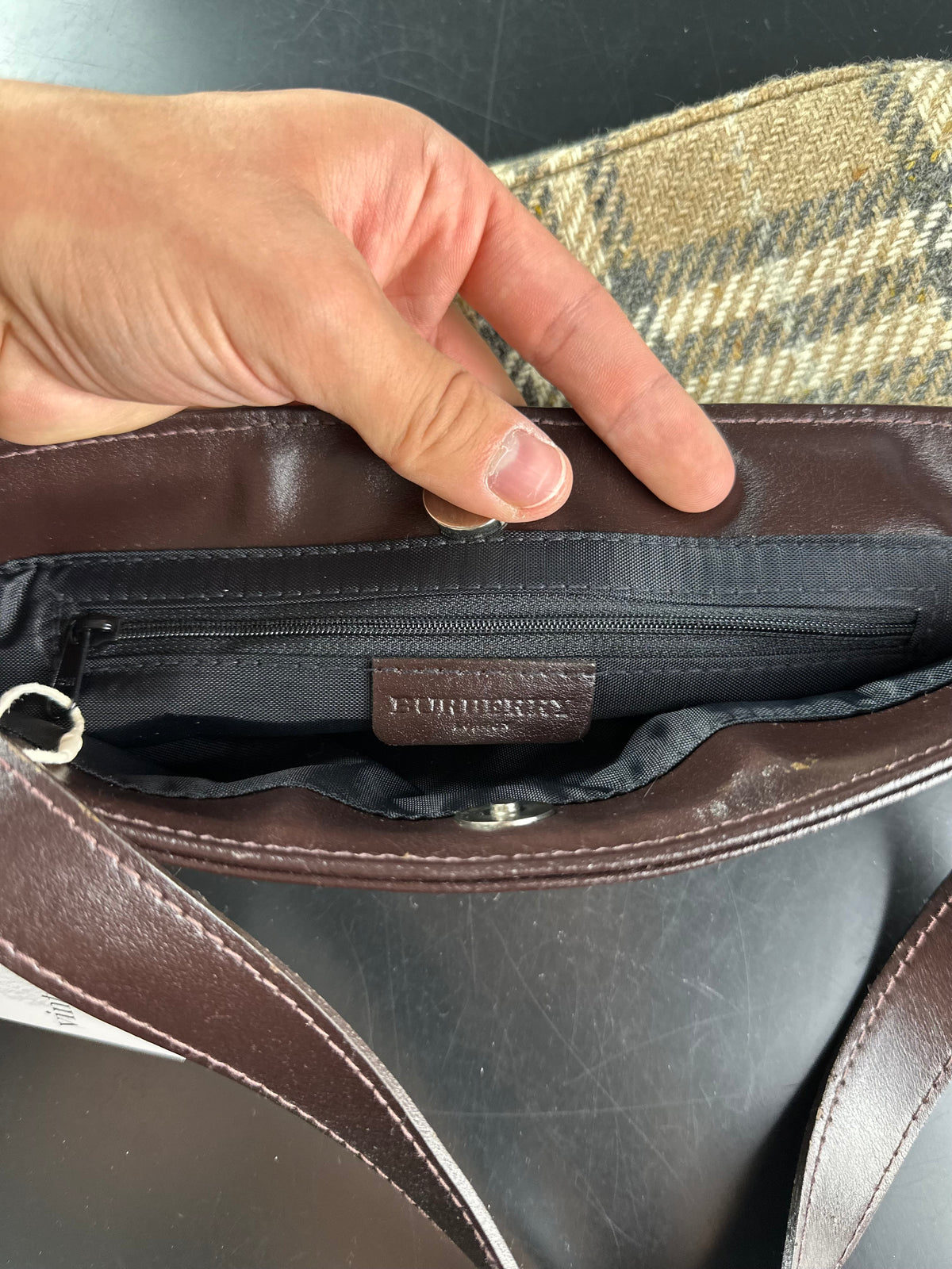 Vintage Burberry Wool Shoulder Bag