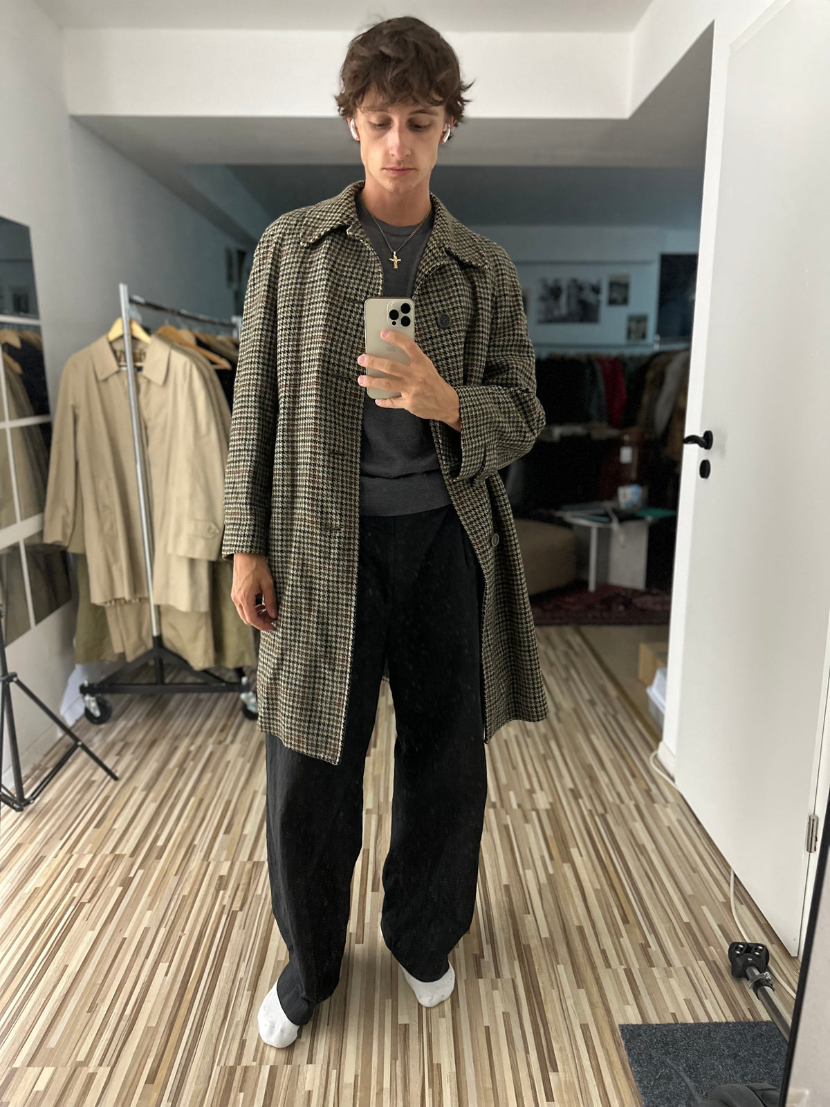 Vintage Burberry Wool Coat Brown Size 48 M